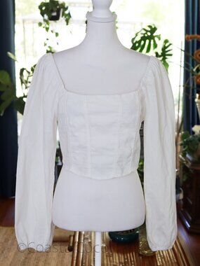 Kirious Los Angeles Bishop Sleeve L Crop Top Peasant Corset Milkmaid Cottagecore